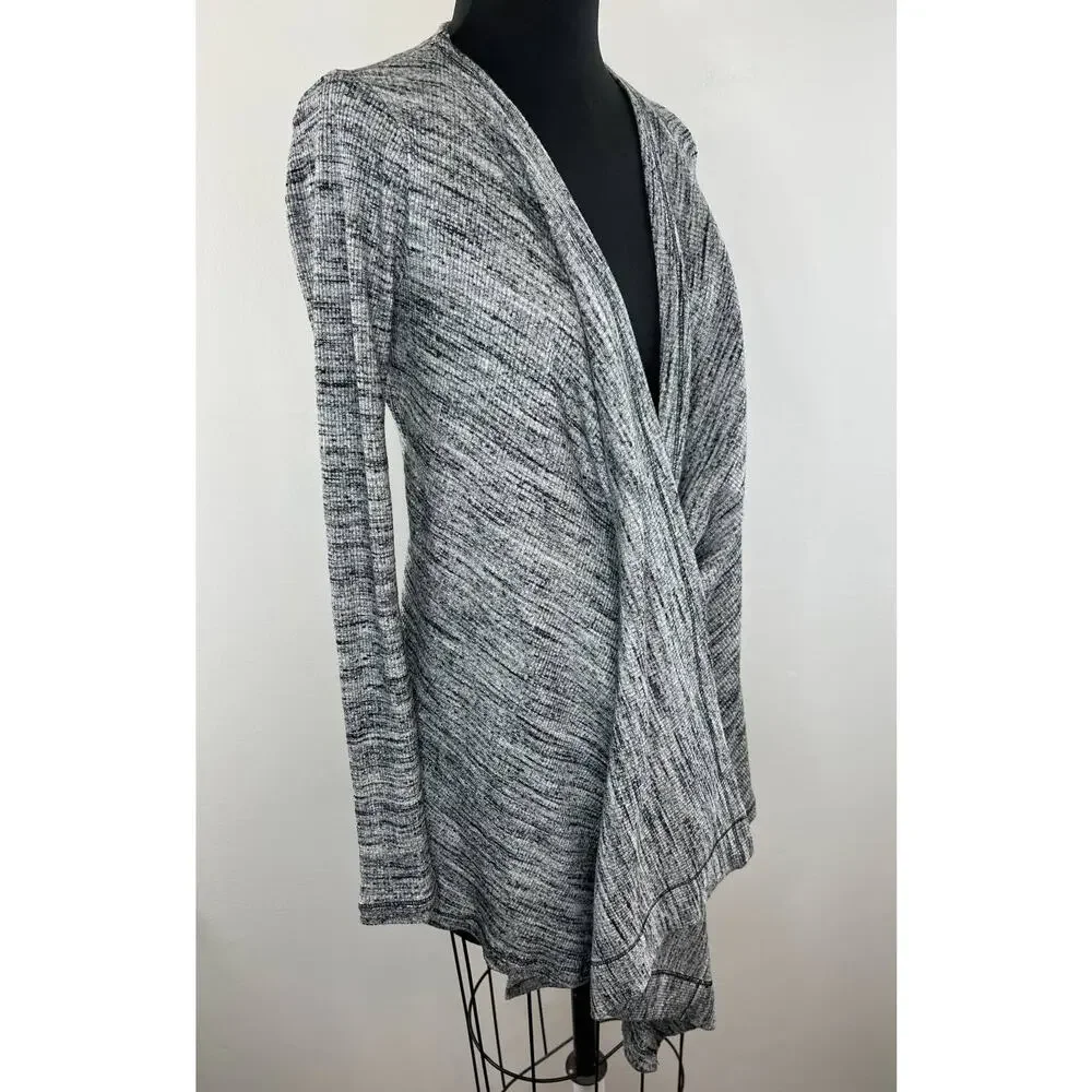 Three Dots Gray Asymmetric Wrap Front Draped Long Sleeve Cardigan Sweater XS
